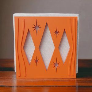 Midcentury Modern Triple Diamond Starburst Napkin Holder Kitchen Decor Orange